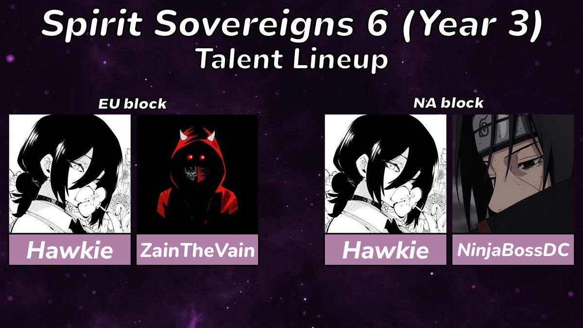 _SpiritRealm_'s tweet photo. 🛡️𝐒𝐩𝐢𝐫𝐢𝐭 𝐒𝐨𝐯𝐞𝐫𝐞𝐢𝐠𝐧𝐬 𝟔 (𝐘𝐞𝐚𝐫 𝟑)🛡️
Tune into stream linked below for the Top 4 of the North American Spirit Sovereigns 6 InHouse 2v2 Tournament!!

Casters:
@HawkieSR &amp; @NinjaBossDC 
#Brawlhalla #bhesports https://t.co/sdDkTQYVYy