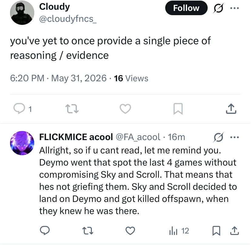 FA_acool's tweet photo. @cloudyfncs_ @ScrollSZN @SkySZN_ @EgeXJerG @AlwyzPAPPIE @AGGlobalEsports LMFAO https://t.co/pMtl50NmLq