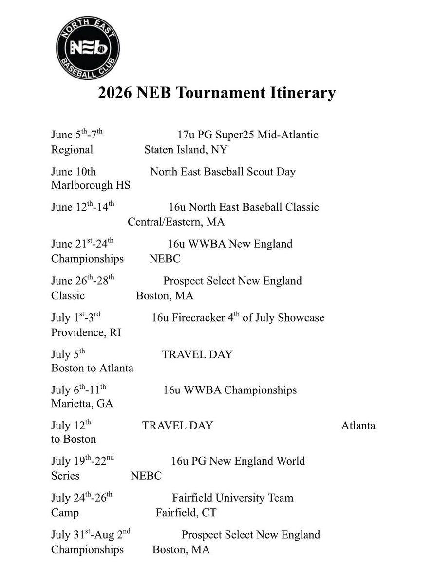 mayo_hunter4's tweet photo. Summer Baseball Schedule

NEB Americans 16u

Hunter Mayo 
2028 Catcher
Number #4 https://t.co/zY6J4ianZm