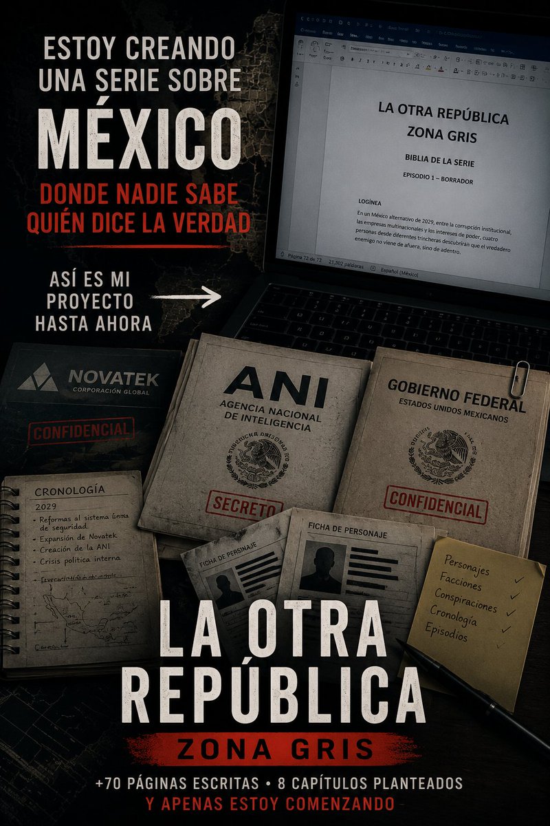 DiMoraxOF's tweet photo. Aquí dejo una explicación de lo que ando haciendo 

Un proyecto personal, que aun falta pulir detalles. Puede que funcione desde un libro hasta un juego

Espero sea de su agrado el video

https://t.co/JPaxtN7LqQ

#LaOtraRepublica #ZonaGris #ProyectoCreativo #MX #Writing https://t.co/e1GdQSjI6O