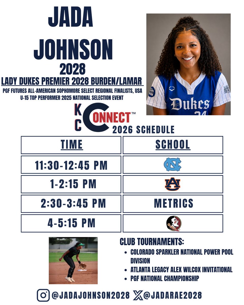 DDSBandEvents's tweet photo. Check out these athletes coming to Connect KC 🔥 

We’ll be spotlighting more 2028 athletes as we count down to camp—stay tuned, you won’t want to miss who’s next!

@jadarae2028 @OliviaParks2028 @piperh2028 @HaileyGarciaSB2 https://t.co/A2ApOKQMfm