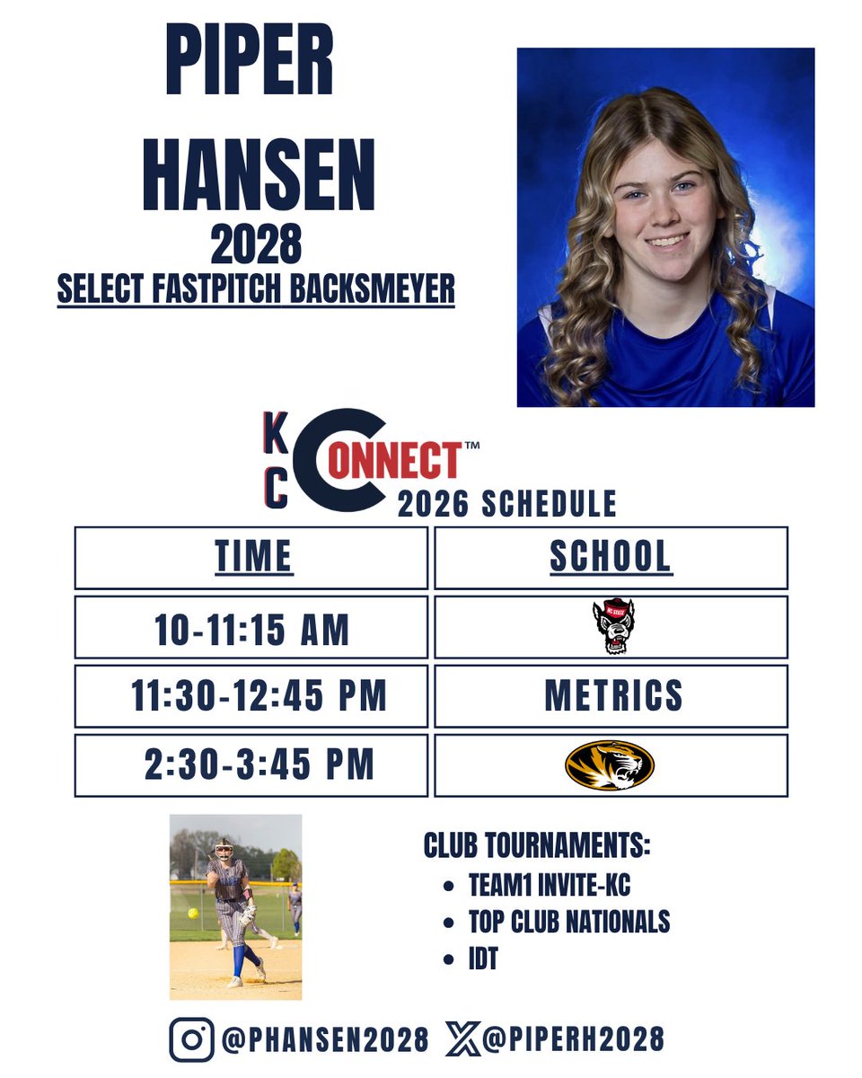 DDSBandEvents's tweet photo. Check out these athletes coming to Connect KC 🔥 

We’ll be spotlighting more 2028 athletes as we count down to camp—stay tuned, you won’t want to miss who’s next!

@jadarae2028 @OliviaParks2028 @piperh2028 @HaileyGarciaSB2 https://t.co/A2ApOKQMfm