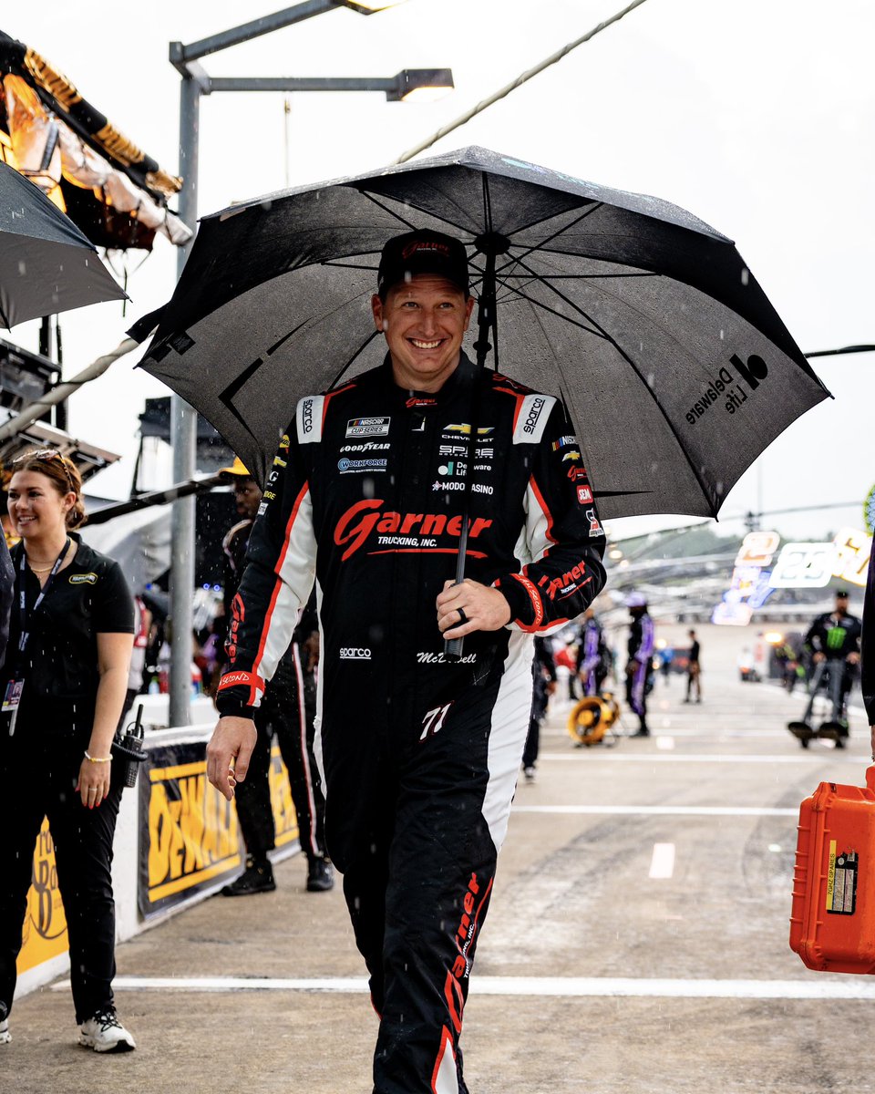 SpireMotorsport's tweet photo. He’s staying optimistic that this rain hold won’t last long.

@Mc_Driver | @GarnerTrucking https://t.co/IGrPTOtDKe