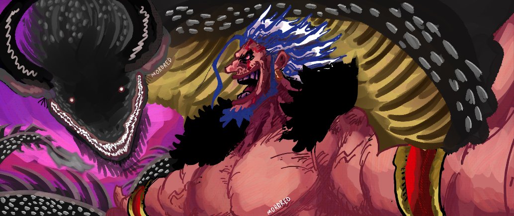 MordredLambert's tweet photo. Rocks &amp; Harald (if he had the nidhogg's devil fruit)🏴‍☠️

#ONEPIECE1156 https://t.co/IqvMzpI4W9