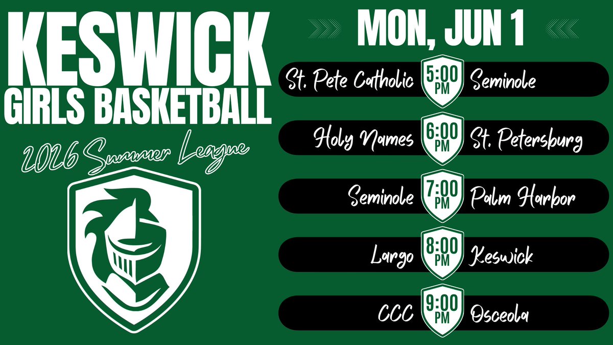 AbsolutelyKfish's tweet photo. 🏀 Keswick Girls Basketball Summer League
🗓️ Monday, June 1
📍 at KCS Gym (St. Pete) https://t.co/V5ihloUz4o