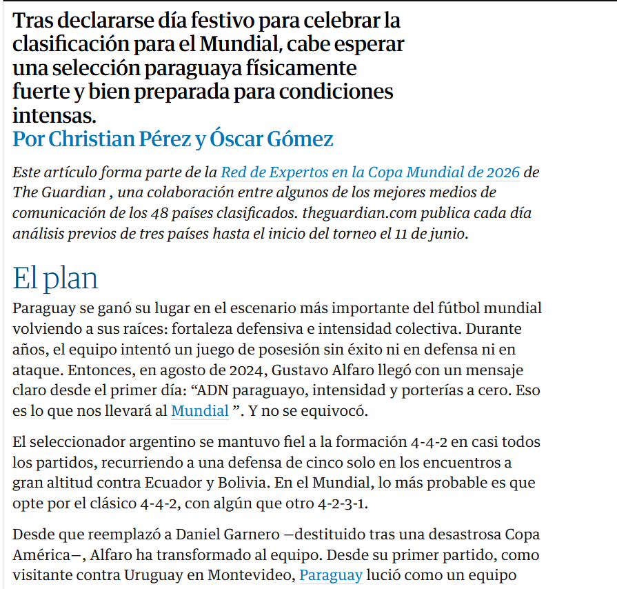 chrisperezz7's tweet photo. Orgulloso de formar parte de la selecta lista de periodistas junto a @oscargverdina, que escriben las guías de selecciones mundialistas, para un medio tan increíble como @guardian. 

Thank you for your trust, @m_christenson.

https://t.co/GsgJasAAcX https://t.co/VoUReLlJ7r