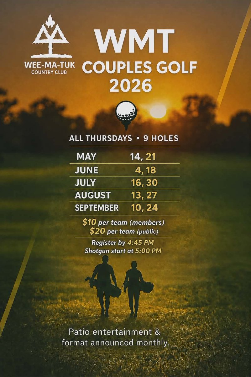 WeeTuk's tweet photo. Come out for Couples Golf! 9 holes of summer evening fun! Open to the public https://t.co/zSno2B6AKl https://t.co/EvUfwhEylk