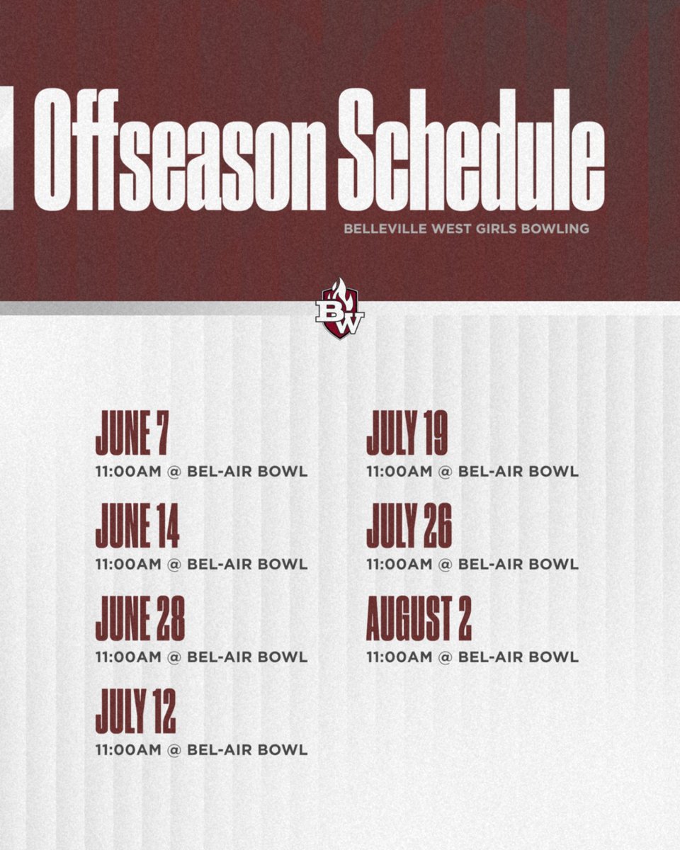 BWGirlsBowling's tweet photo. REMINDER: Our offseason contact days start next Sunday, June 7!! https://t.co/HwuAGjgGpv