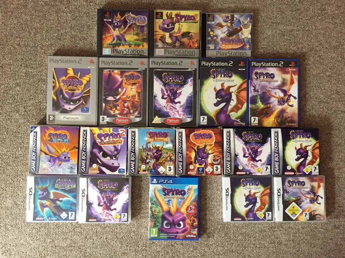CurrBilly's tweet photo. @Ren98571 @PlayStationPark That’s Awesome 😊👍 Here is my Spyro the Dragon Video Game Collection 🎮 https://t.co/kDe3hm6qbw