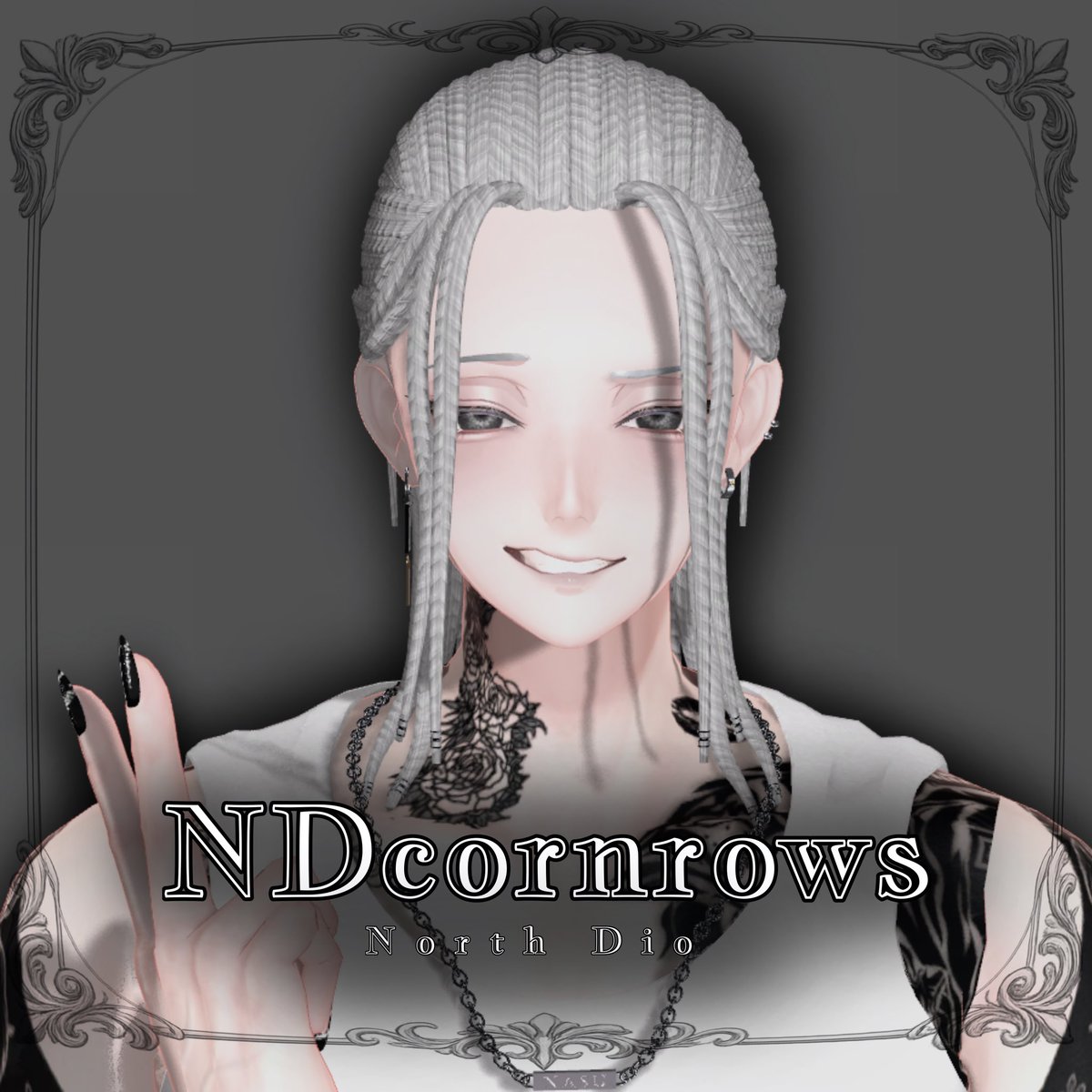NORTHDIOns's tweet photo. 【North Dio】〜発売予定のお知らせ〜

退屈な髪型じゃ、夜は彩れない。

Cornrows Hair「NDcornrows」
2026.06.06 Release

貴方の存在に、少しだけ危険な魅力を。

#VRChat #North_Dio https://t.co/ryZpeIw9rG