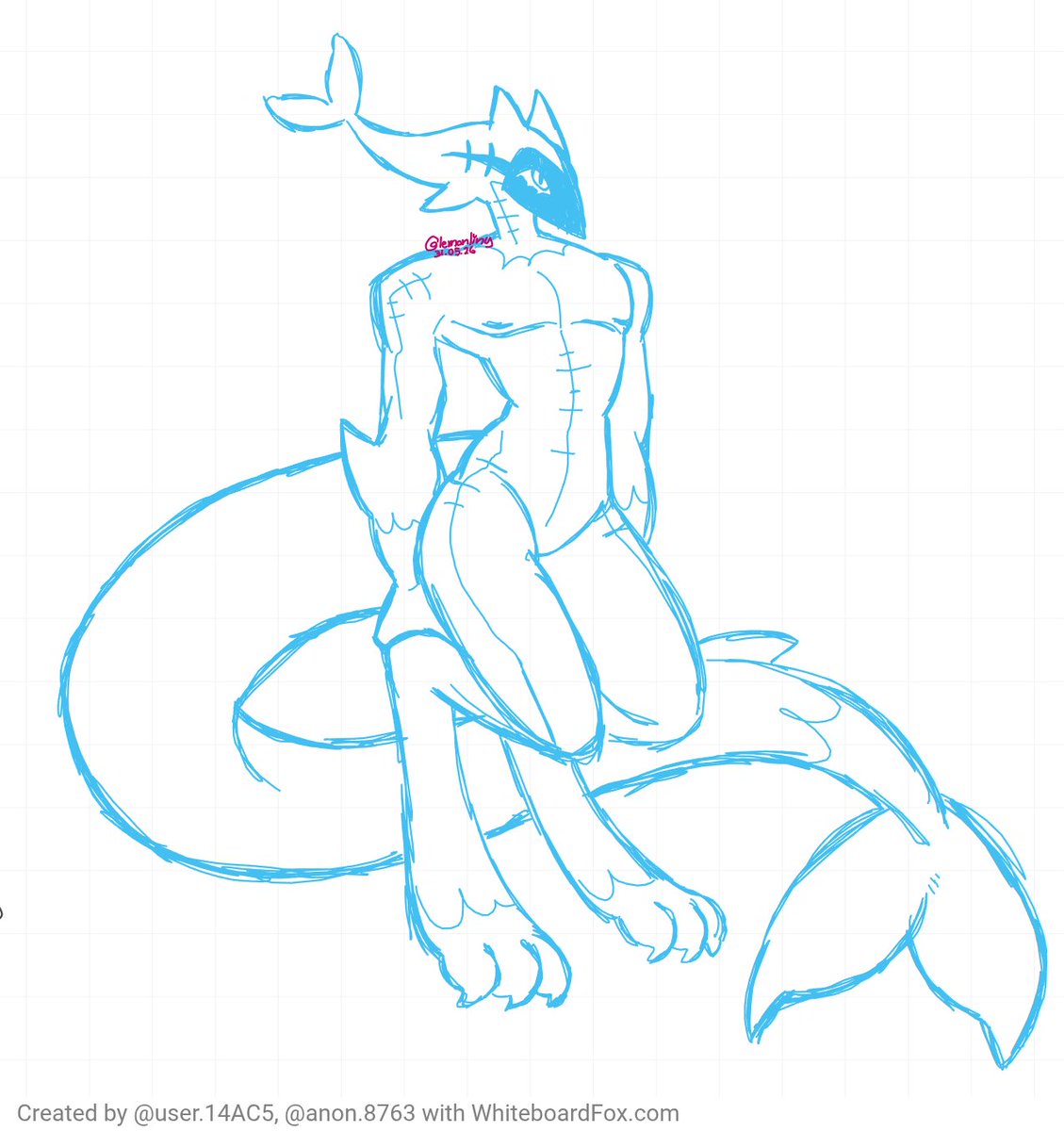 LemonLiny's tweet photo. @HanaArts shark thingy I drew on whiterboard, he's cute :D https://t.co/uxeIsWDKwq
