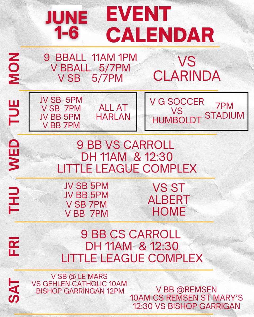 _KnightLife's tweet photo. Get ready for an exciting week ahead! 📷
Here's your Schedule of Events for June 1-6, packed with activities and opportunities you won't want to miss! 📷 https://t.co/oe3LDYrGL3