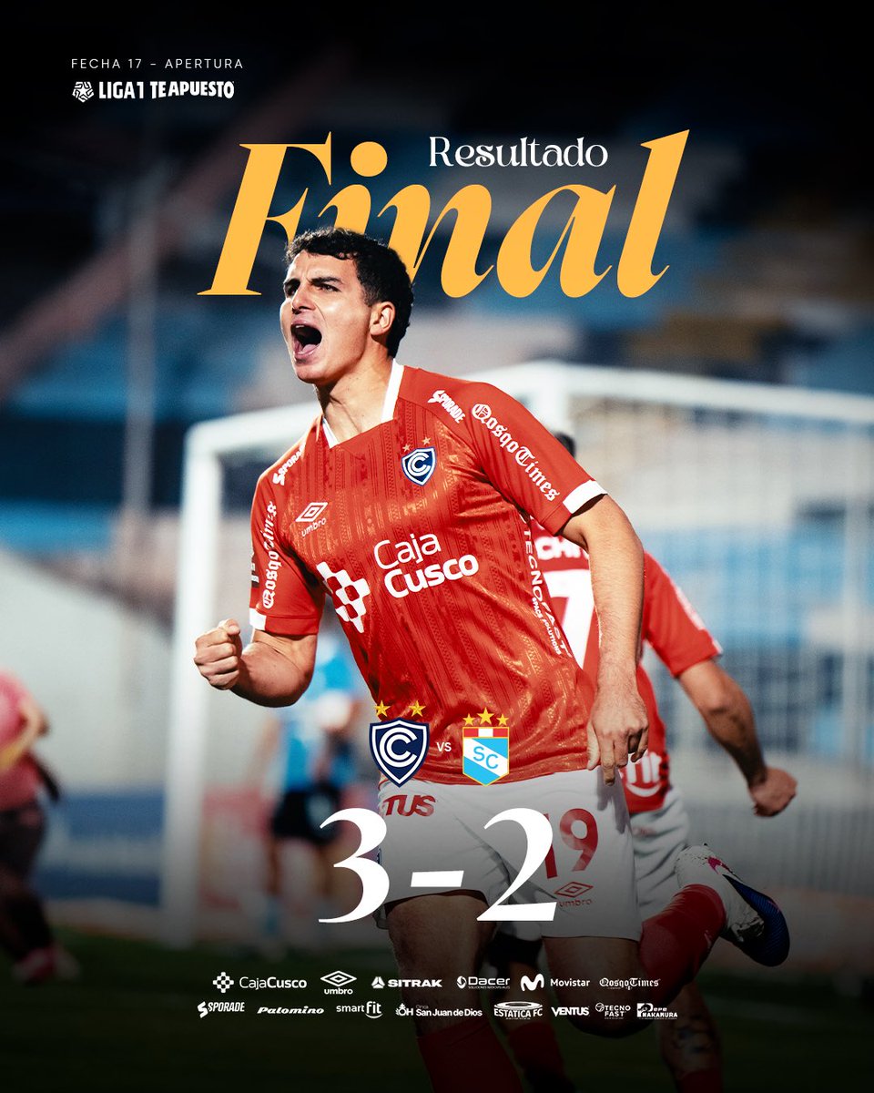 Club_Cienciano's tweet photo. ¡𝗙𝗜𝗡𝗔𝗟 𝗗𝗘𝗟 𝗣𝗔𝗥𝗧𝗜𝗗𝗢! 🏁
Cienciano 3-2 @ClubSCristal 

⚽️ Goles: Lutiger (AG), Succar y Hohberg.

#CiencianoxSportingCristal | #RojoImperial https://t.co/3xhsyuQ6au