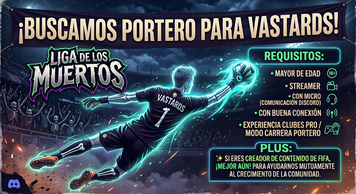 VastardsFc's tweet photo. ¡⚠️ ATENCIÓN COMUNIDAD DE FC 26 ⚠️!

En Vastards FC estamos buscando un portero de calidad que quiera defender la porteria de nuestro equipo.

Si estás interesado y crees tener lo necesario, comenta esté post o manda DM a esta cuenta o a nuestro co-presidente @ChrisOlmeda28 https://t.co/HFChm05LQU
