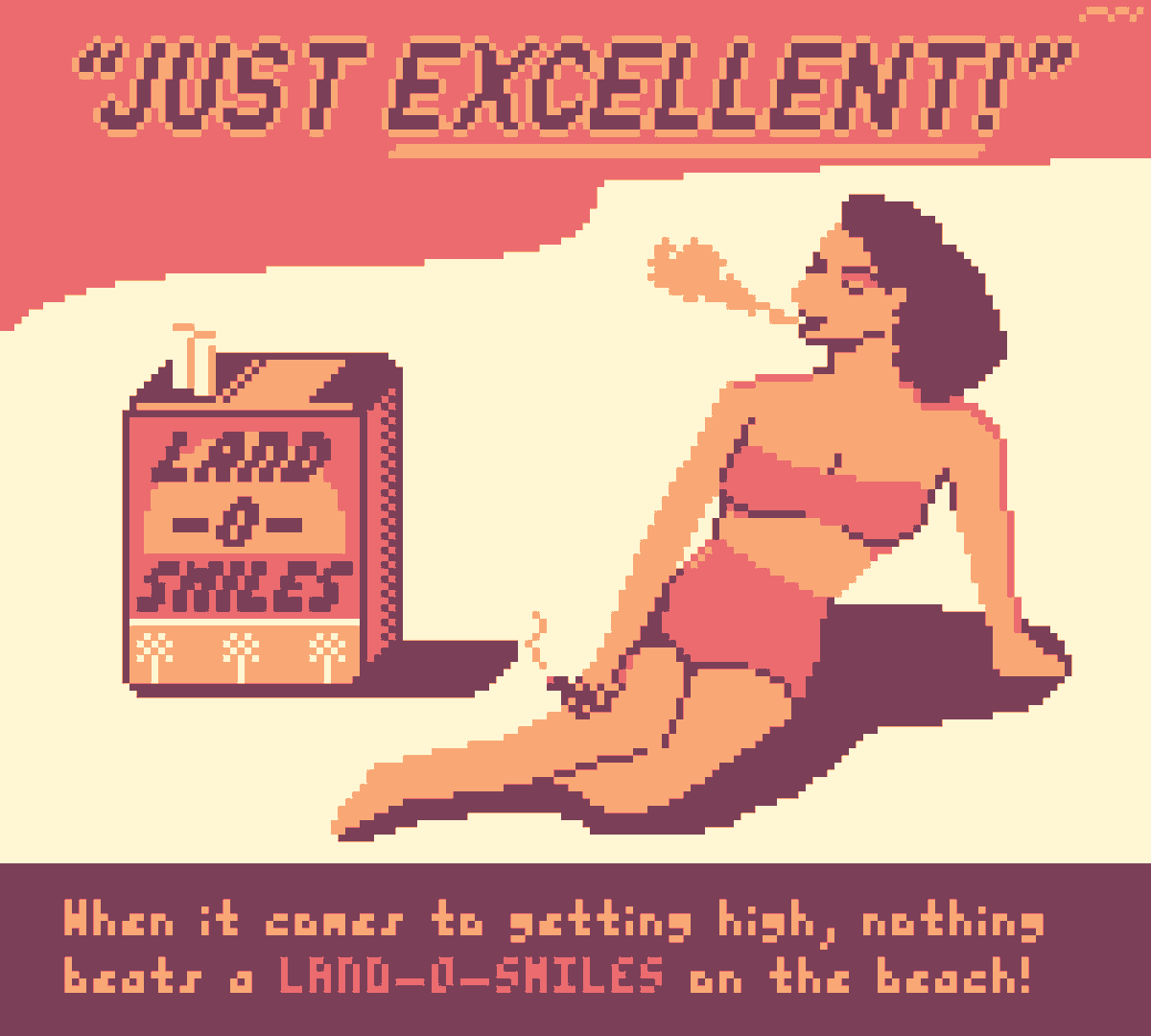 ryandoublevee's tweet photo. I love creating fake ads for fictional marijuana cigarette brands, especially if they're from Philip K. Dick's Hugo Award-winning 1962 novel, 'The Man in the High Castle'
#pixelart #2bit #marijuana #pkd https://t.co/UP7QwTTn2w