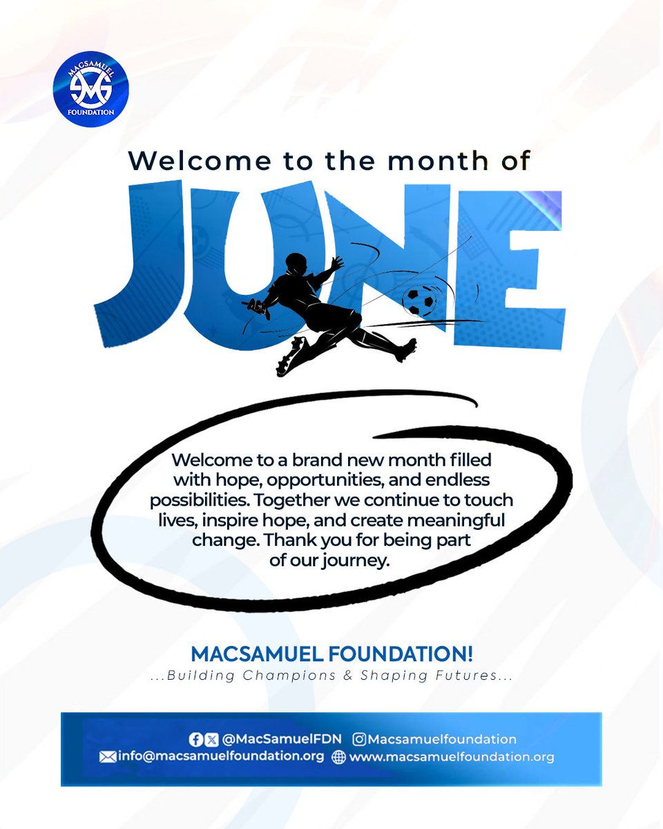 MacSamuelFDN's tweet photo. Welcome to a brand new month filled with hope, opportunities, and endless possibilities. Together we continue to touch lives, inspire hope, and create meaningful change. Thank you for being part of our journey.

#explorepage #football #explore #risingstar #fypage https://t.co/yf2yQbEajA