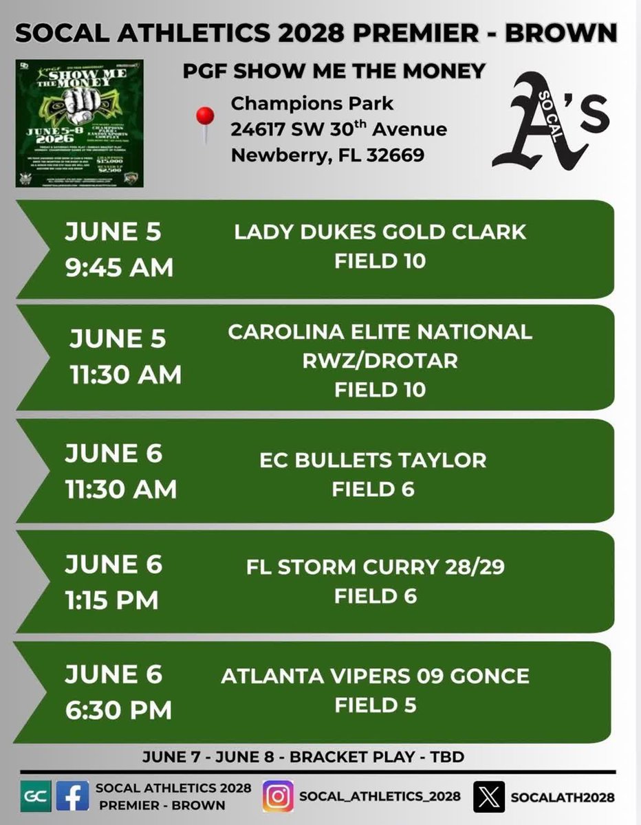 cmatlock_33's tweet photo. So excited for my team’s first tournament in Newberry, FL. Come out and support us!! https://t.co/VYWZNkfkbt