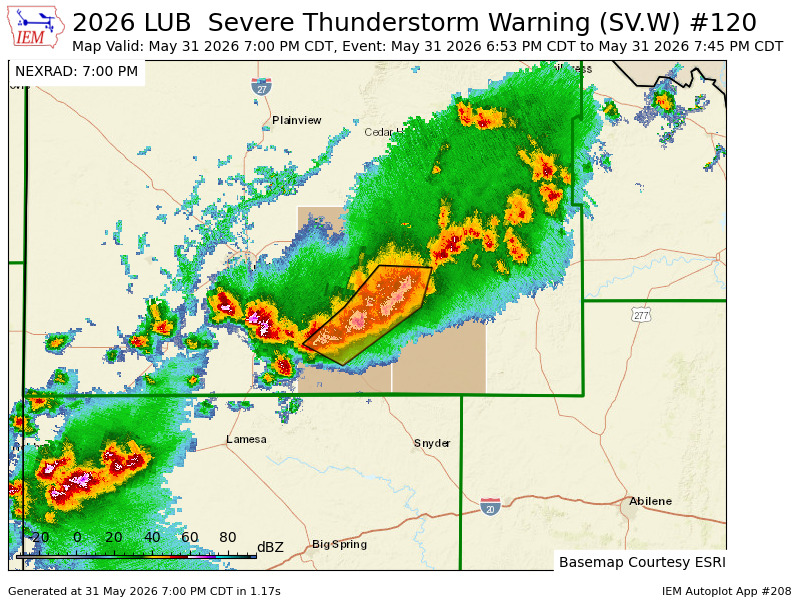 LUB continues Severe Thunderstorm Warning [wind: 60 MPH (OBSERVED
