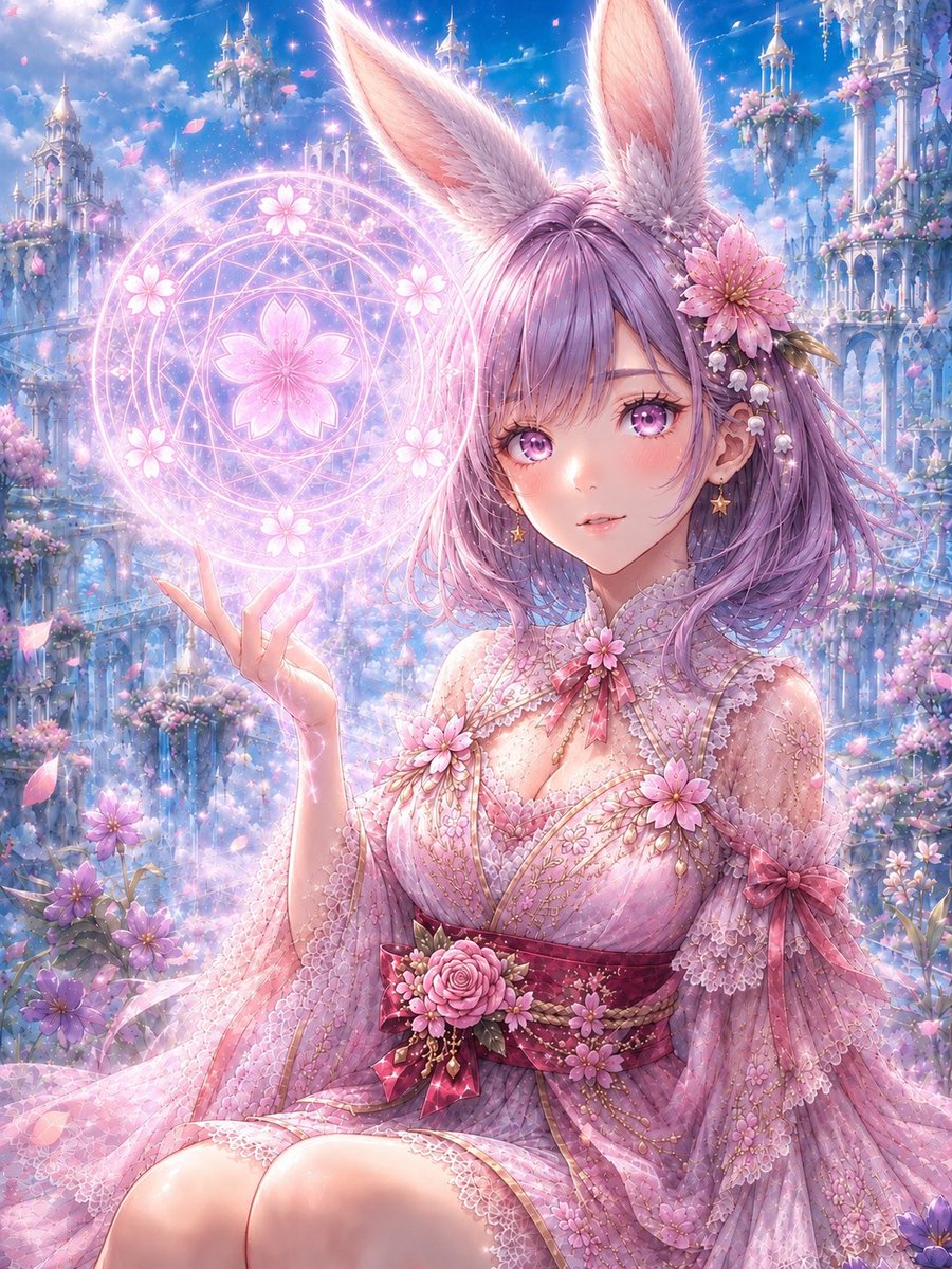 Coco_AIart's tweet photo. #AIart #AIイラスト 

『桜冠の祝兎』

掌に咲くのは、
春を呼ぶ桜の魔法。

空に浮かぶ花園で、
今日も小さな祝福が生まれる。 https://t.co/5OoQnXaFvx