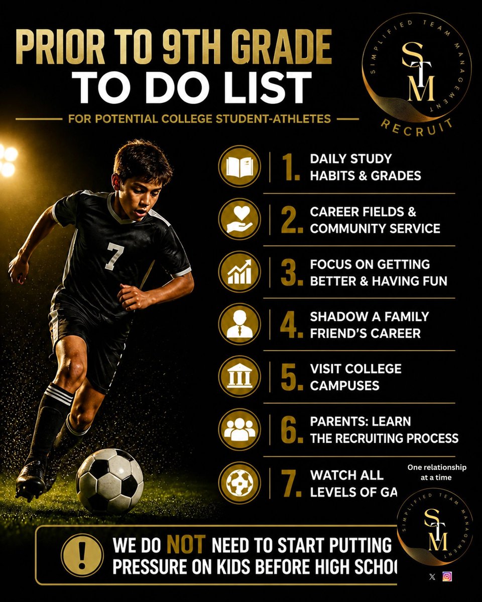 1STM2016's tweet photo. Middle school is for prep, not pressure! 📚 Check out our Prior to 9th Grade To Do List to build a foundation stress-free. 

What is your athlete focusing on this year?

Join our community: https://t.co/poTrC65EFI

#STMRecruit #Athlete #Recruiting #Sports https://t.co/c4eu3V8gfA