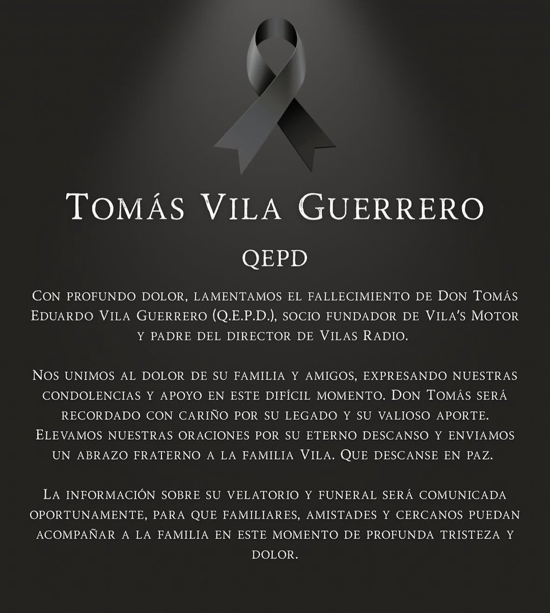 jorgesolimano's tweet photo. #iquique mis condolencias a toda la familia de don Tomás Vila Guerrero, padre del director de Vilas RADIO https://t.co/s7pYYVSGG3