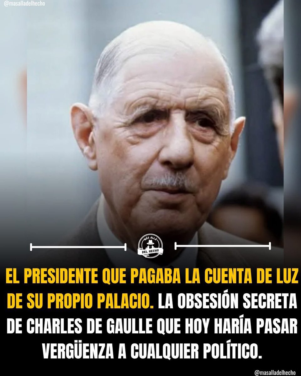 fernandop251's tweet photo. EL PRESIDENTE QUE PAGABA LA CUENTA DE LUZ DE SU PROPIO PALACIO. LA OBSESIÓN SECRETA DE CHARLES DE GAULLE QUE HOY HARÍA PASAR VERGÜENZA A CUALQUIER POLÍTICO.
@masalladelhecho Cuando Charles de Gaulle gobernaba Francia, tenía una obsesión casi enfermiza con el dinero público. Para él, cada franco del contribuyente era sagrado. En el Palacio del Elíseo no se pasaba ni una sola factura que oliera a capricho personal.

Su esposa, Yvonne, era la encargada de ejecutar esa disciplina militar en el día a día. Llevaba la contabilidad de la casa con lupa: la luz, la comida, la ropa, hasta el jabón de los baños. Nada se mezclaba. Si una tarde la familia tomaba un té privado en el salón, el gasto salía del bolsillo de los De Gaulle, no del presupuesto del Estado. Ante la más mínima duda sobre si un gasto era oficial o no, el matrimonio pagaba de su cuenta para evitar sospechas. Ella lo dejaba claro con una frase que hoy suena a ciencia ficción: «Todo lo que no es público es privado, y lo privado nos corresponde pagarlo a nosotros».

Esa rigidez rozaba lo exagerado. Sus hijos y nietos tenían prohibido subirse a los autos oficiales si el viaje no era por un asunto estrictamente de Estado. Se movían en transporte público o en sus propios vehículos. De Gaulle detestaba los privilegios de la política. Vivía con una sobriedad que muchos de sus ministros no entendían, pero para él, el poder era servicio, no un pase libre para enriquecerse.

Cuando murió, no dejó cuentas en Suiza ni propiedades ocultas. Su único patrimonio real era la casa familiar de Colombey-les-Deux-Églises, una propiedad que había comprado mucho antes de la guerra. En una época donde la corrupción política parece el pan de cada día, la historia de De Gaulle estorba. Nos recuerda que el verdadero respeto no se compra con lujos pagados por el pueblo, sino con el peso del propio ejemplo.

https://t.co/cOCAbDQtOZ

 #DatoCurioso #interesante #historia #sorprendente