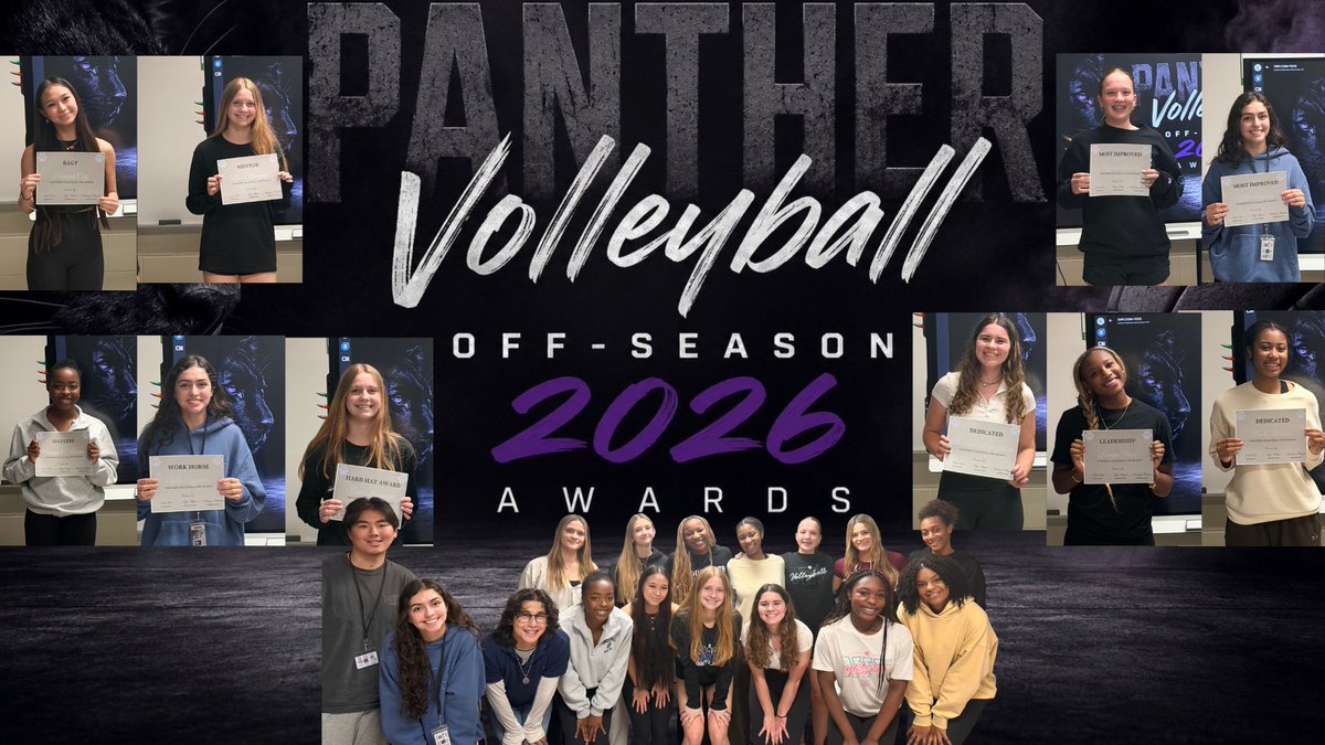 CoachCrite's tweet photo. 🏐 Congratulations to our Panther Volleyball Off-Season Award winners! Your hard work and commitment continue to make our program stronger every day. 💜🖤

#PantherVolleyball #Believe #PantherPride https://t.co/zjRO0sFd92