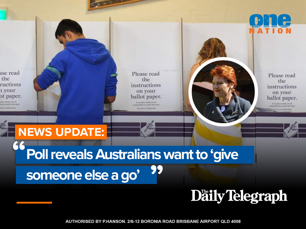 OneNationAus's tweet photo. Voters want rid of this hopeless Labor Government, and they think One Nation is more prepared than the flailing Coalition parties to take on the responsibilities of government. Consistent with everything we’re hearing directly from voters on the ground! https://t.co/zfYVayXdWY