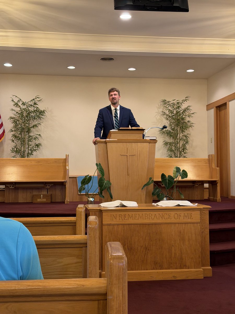 1689Dogmatician's tweet photo. @pastorgrumbles, Pastor at Albany Baptist Church and Adjunct Prof. of OT @IRBS_1689 preaching the Word from Isaiah at Covenant RBC in Chambersburg and Providence RBC in Martinsburg today. A day saturated in the gospel. https://t.co/42Bp8brvoe