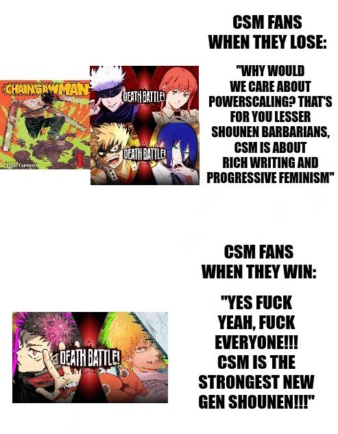 Noah_Sky1's tweet photo. Going to sleep but here's one last fuck you to #deathbattle and CSM fans https://t.co/1mLGk55an0