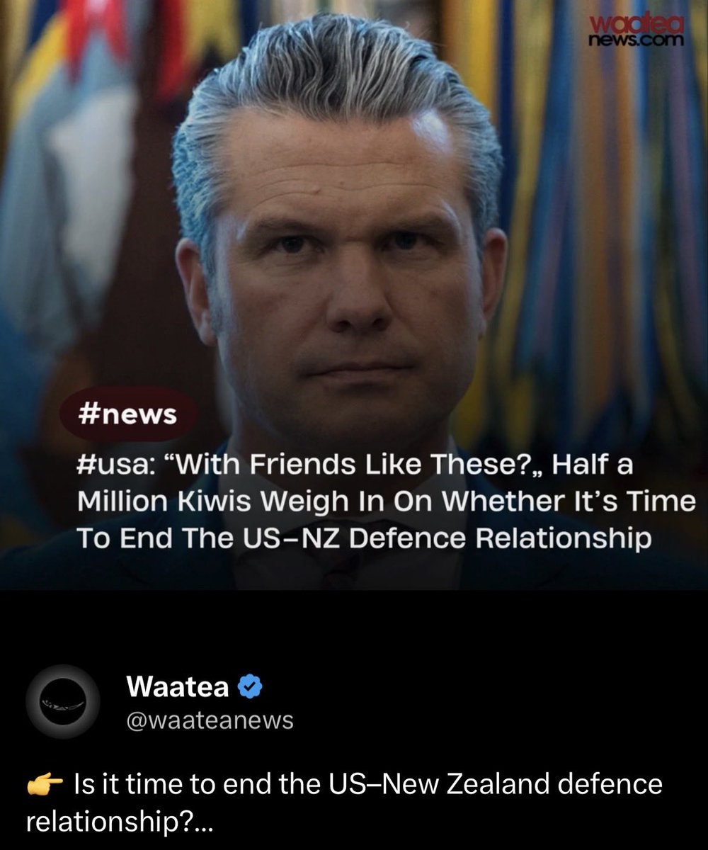 HuiaSue's tweet photo. @waateanews Is it time to end US-NZ defence relationship? - Yes‼️
End #AUKUS , #5Eyes, kick #FBI, #Israel, #Zionists  &amp; US #spy bases out of NZ- no #NATO 
No warships, No mining
#ChangeTheGovt ✔️ 💚❤️
#PartyVoteGreen
#TeTiriti ✔️
#NuclearFree✔️
https://t.co/n5frqilh0V? CMP=Share_iOSApp_Other https://t.co/UqtzIhmtet