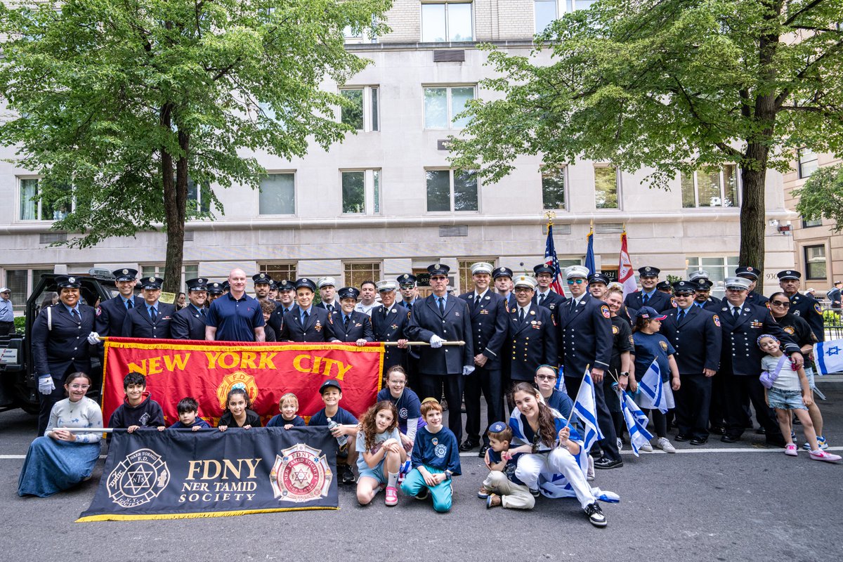 FDNY's tweet photo. Members from the FDNY Ner Tamid Society marched in the annual Israel Day Parade on Sunday in Manhattan. https://t.co/Fxrg7a51wc