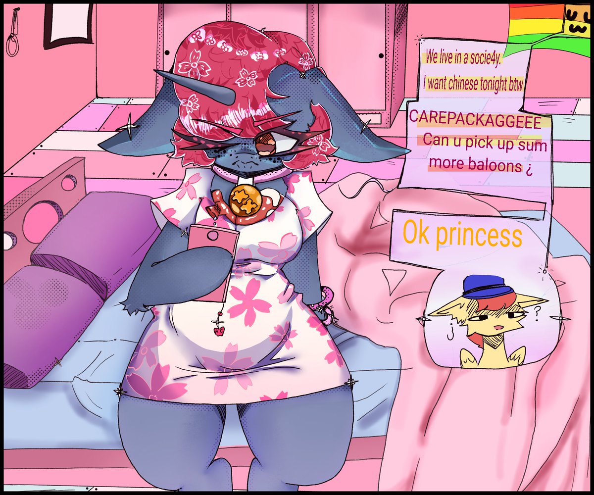 ChickenNugg1t's tweet photo. After tomorrow you won't even know me!
Yo I drew applebottom pestering carepackage for balloons for his fake horse boobs 🐎
Look at that pretty dress! His collar is to let people know he can't be left alone🍎
#tamers12345 #mlp #applebottom #applesplit #fanart https://t.co/mAk1ytEHp0
