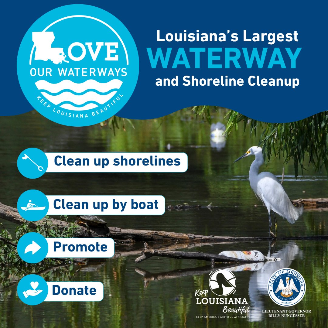 KeepLABeautiful's tweet photo. Let's keep the momentum from Love the Boot Week going! Sign up to clean up Louisiana's waterways this September!

Registration opens tomorrow at https://t.co/kYHFmaonvi! Supplies are available for the first 200 groups who register.

@louisianaltgov https://t.co/FMMpDTYvPn