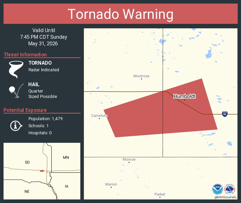 Tornado Warning including Humboldt SD until 7:45 PM CDT