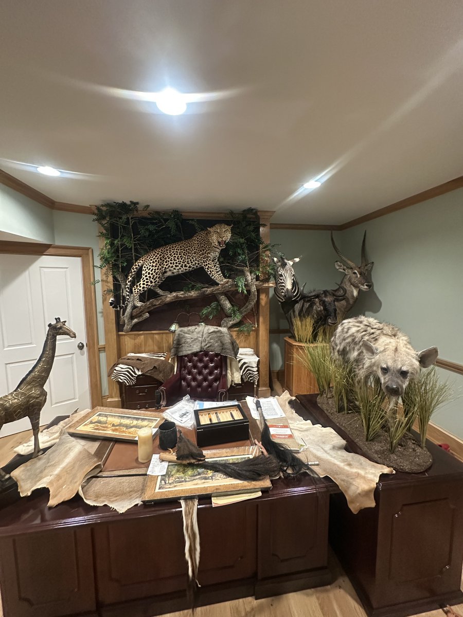 n_friggo's tweet photo. This is the basement of a multi-millionaire’s mansion on a 100-acre ranch in the middle of Scottsville’s, Virginia. 

All the animals here were shot himself from different safaris across the world. His passion is wildlife and collecting game. 

He invited me there via instagram when I commented on one of his posts which turned into a long chat. Very random-looking person; I’d never had guessed that he’s a millionaire.