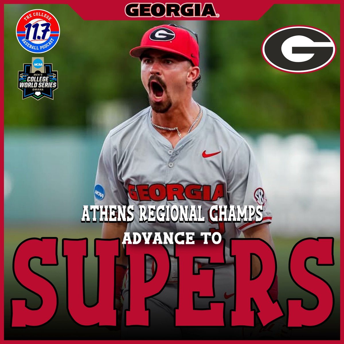 11point7's tweet photo. Georgia sweeps the Athens Regional 

Bulldogs advance to super regionals for the 8th time in program history https://t.co/ZwU0k7ot2b