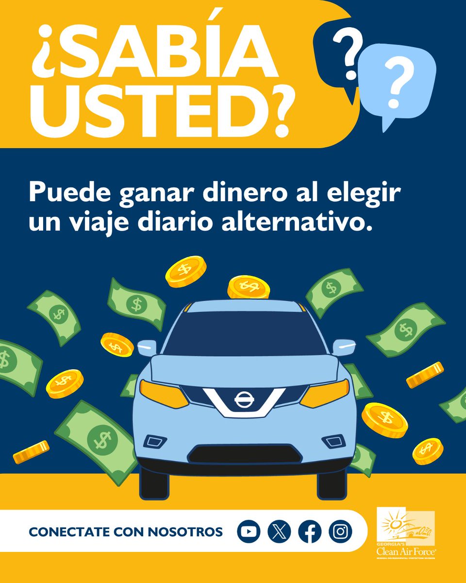 GACleanAirForce's tweet photo. 🚍🚲🚄Limpie su viaje diario al trabajo y llévese un buen dinero. 💲💲💲Consulte Georgia Commute Options para más información: https://t.co/qNhuJBjMEo https://t.co/3XZwIB193U