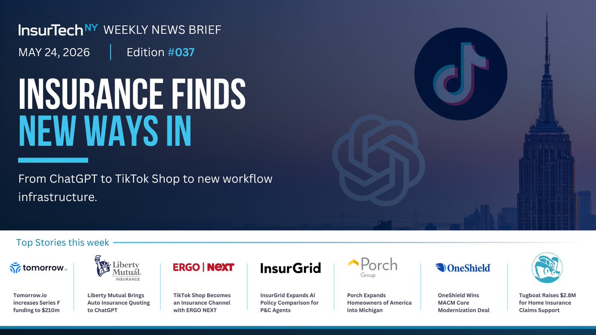 InsurTechNY's tweet photo. You can buy insurance on TikTok now?

That may be the most revealing insurtech headline of the week.

Liberty brought quoting into ChatGPT. ERGO NEXT brought coverage into TikTok Shop.

Insurance is moving closer to where people actually transact.

https://t.co/dC9FF2H0zD https://t.co/guQdH3DJTB