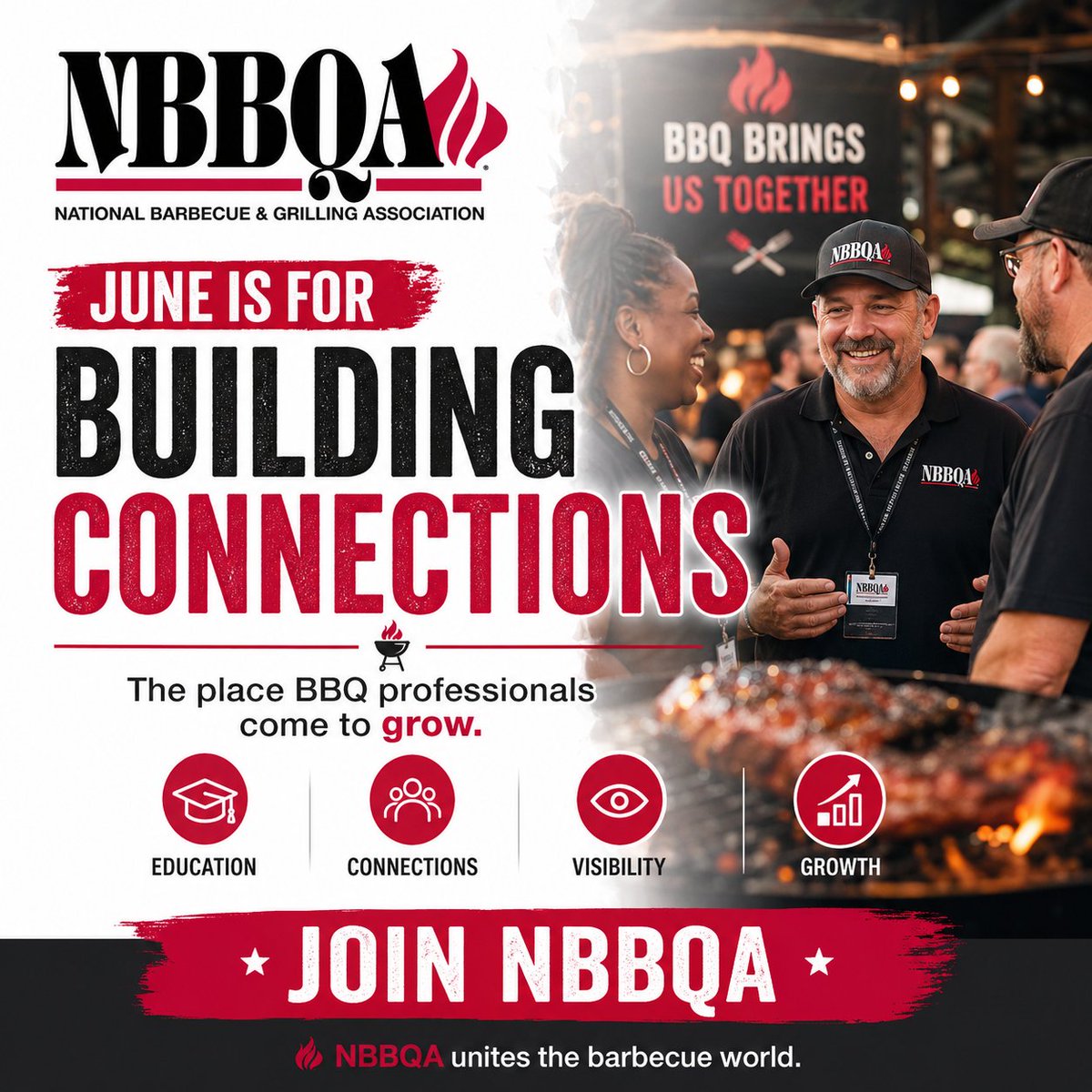 NBBQA's tweet photo. New month. Same mission. 🔥
NBBQA is here to connect, support, educate, and promote the people building barbecue, grilling, and live fire.
If BBQ is your business, this is your place.
Make June the month you get connected.
#NBBQA #BetterTogether #BBQBusiness #LiveFire https://t.co/wV0OQ5BiwR