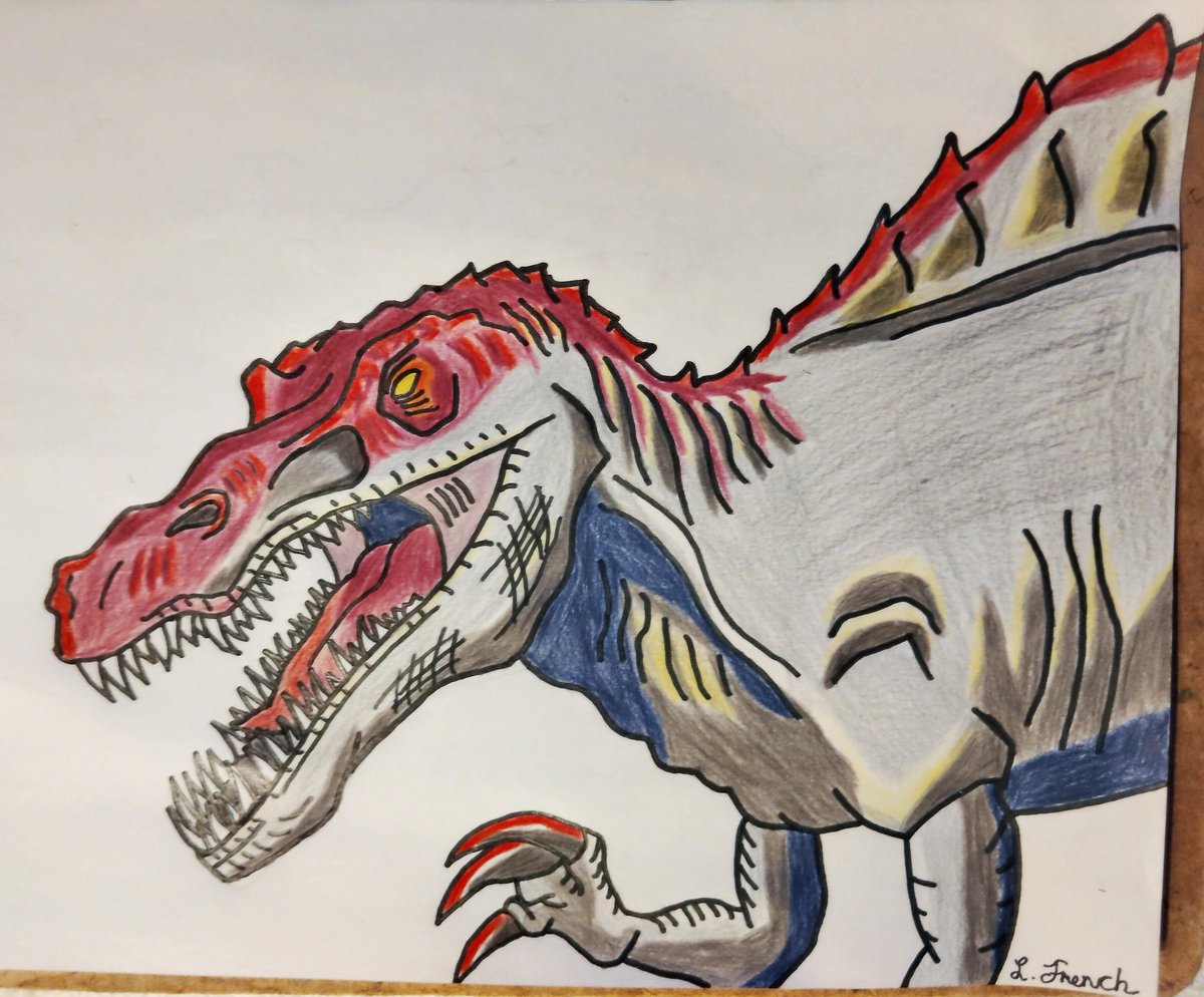 godzilla_gamer3's tweet photo. It's bigger than the T-Rex... 🦖💥

Here is my completed drawing of the Jurassic Park Spinosaurus! 

#jurassicworld 
#jurassicpark 
#spinosaurus 
#monsterart
#dinosaurdrawing 
#artistlife 
#creatureart
#art 
#drawing https://t.co/OuTaqU66yq