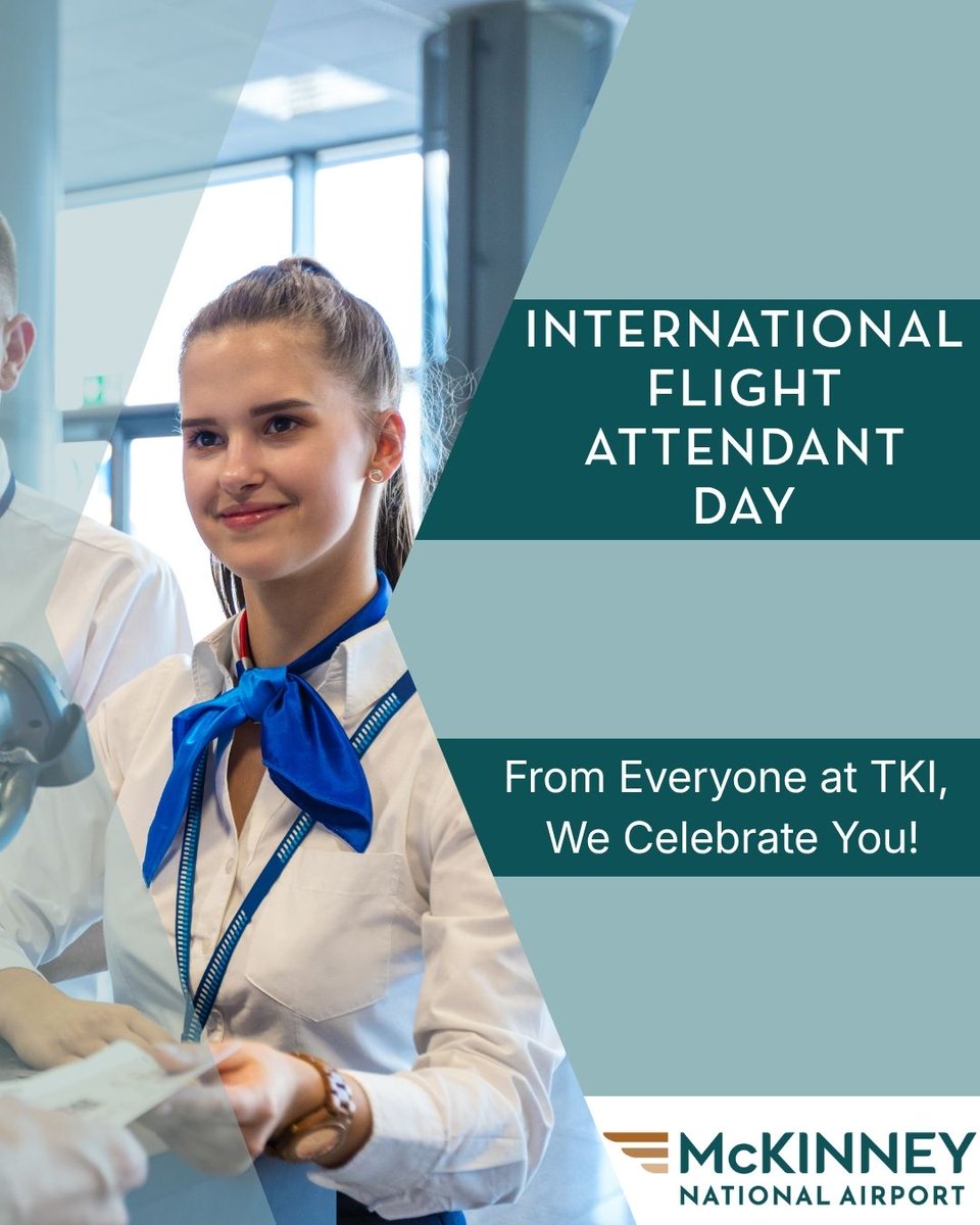 flytki's tweet photo. It's International Flight Attendant Day! ✈️
We're celebrating the corporate flight attendants we see at TKI — and look forward to welcoming crews from across the country as new flights take off later this year
#McKinneyNationalAirport #NorthTexasTravel #FlyTKI #FlightAttendantDay https://t.co/681Cx7kc1l