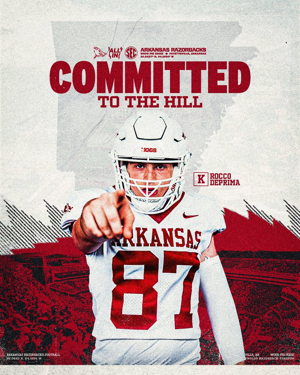 RD_27K's tweet photo. After a great weekend in Fayetteville I am 100% committed to @RazorbackFB and ALL IN!  Thank you to everyone that believed in me and has helped me get to this point.  #WPS #HKArkansas @Coach_Perkins @PaulScardina @CoachNevills @HKA_Tanalski @chadlunsford @CoachTillman_ @RSilverfield @CoachARinehart