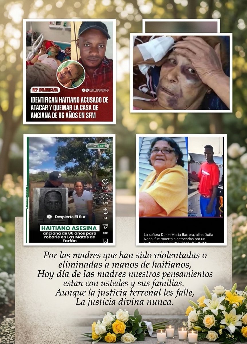lacontraria1844's tweet photo. Por las madres que han sido violentadas o eliminadas a manos de haitianos,
Hoy día de las madres nuestros pensamientos estan con ustedes y sus familias.
Aunque la justicia terrenal les falle,
La justicia divina nunca. https://t.co/0VzOcnmMIY