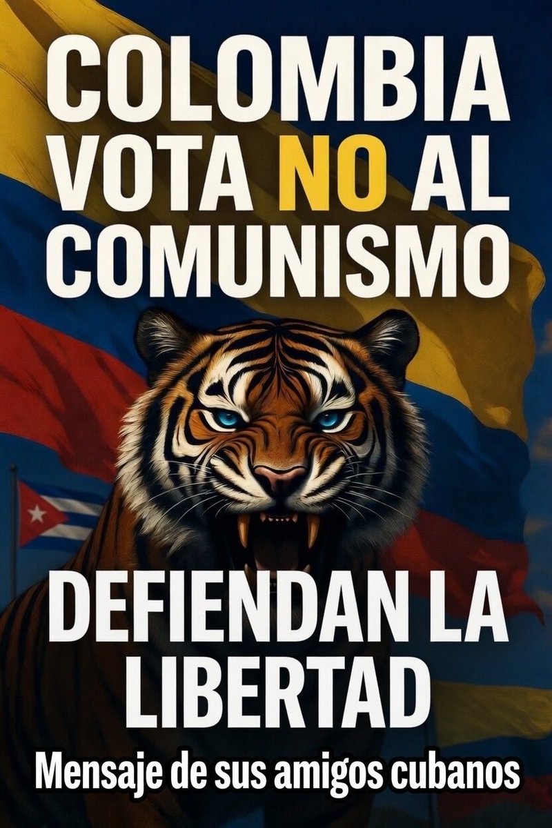 LolitaLola254's tweet photo. Colombia vota NO al comunismo. Hoy con tu voto tienes el poder defender la Libertad.
#Colombia #Cuba #LibertadParaCuba
@agusantonetti @ABDELAESPRIELLA @EmmaRincon @javiernegre10 @eduardomenoni https://t.co/UuQzS5yzrV