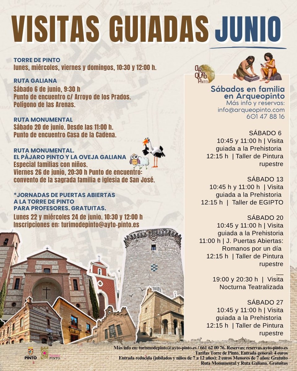 AytoPinto's tweet photo. 🏰Este mes de junio no te pierdas las visitas guiadas al patrimonio monumental de Pinto

✨Conoce más sobre nuestra historia a través de monumentos como la Torre de Éboli. O adéntrate en la Ruta Galiana y Arqueopinto
 
🎟️Reserva ya tus entradas: https://t.co/pniHEcSQLZ https://t.co/2dY03wCzfY