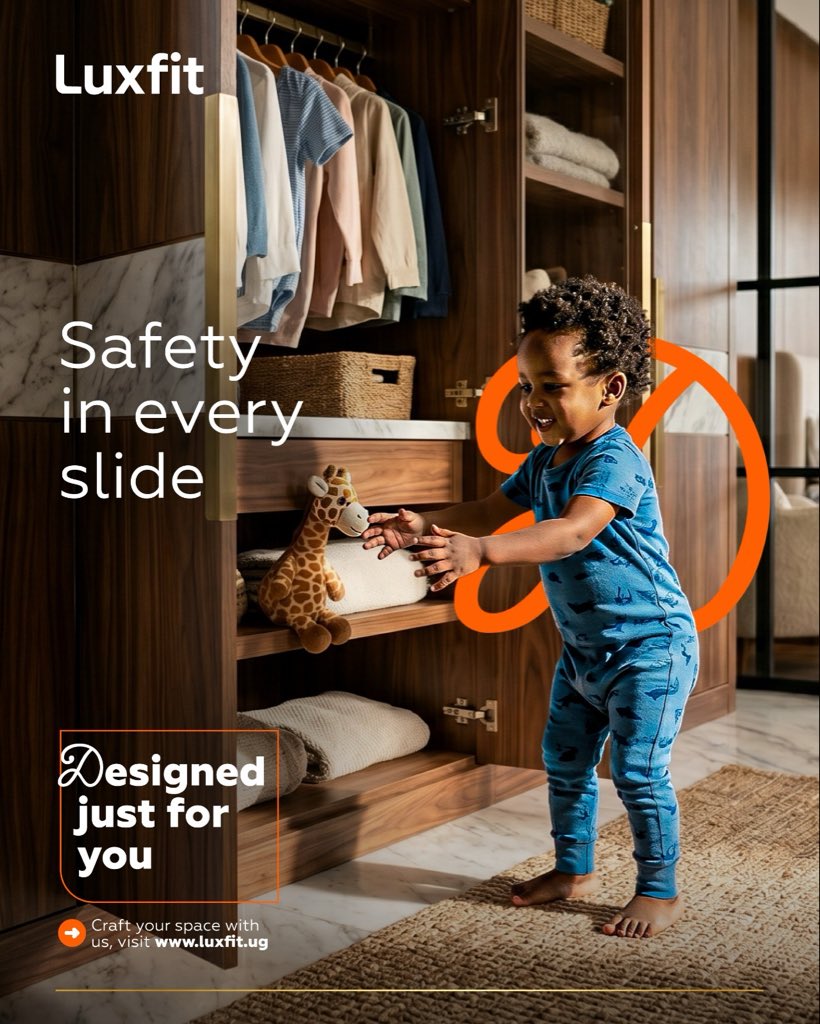 LuxfitUg's tweet photo. Our sliding wardrobes feature a soft-close technology to prevent little fingers from getting pinched. Safety is at the heart of our design.
#LuxuryLifestyle
#luxfit
#customdesigned https://t.co/8vCnOlV9Ee