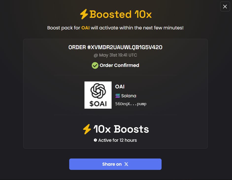 OAIonSol's tweet photo. Boosted 10x, noone can stop OAI now! https://t.co/uAepMJw49q