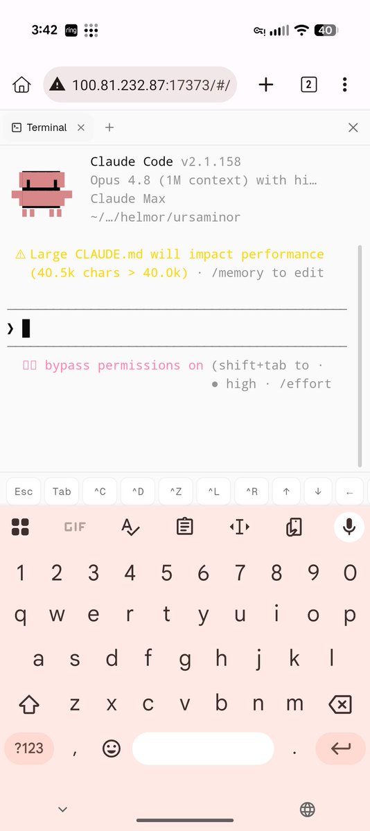 harveyfullstack's tweet photo. @caspian_1016 Essentially, I just had to surface the Tauri wirings to the web layer properly, then make a mobile-first overhaul and serve it over my network. Terminal works too, which is just fantastic https://t.co/vMTT2EtZqd