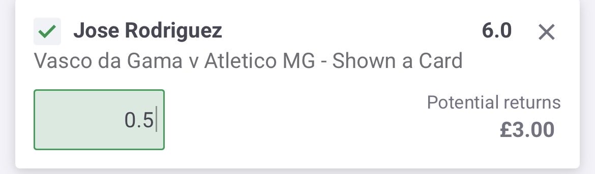 CardsCartelTips's tweet photo. 🚨 BRAZIL IN-PLAYS 🇧🇷 🚨

Getting involved late in Vasco vs Atlético Mineiro:

🟨 Jose Rodriguez to be booked @ 6.00 (0.5U)
🟨 Claudio Spinelli to be booked @ 7.50 (0.5U)

Both taken in-play at big prices. Hoping the game gets a bit scrappy as we head into the latter stages. 👀🔥 https://t.co/bgY3zxF10n